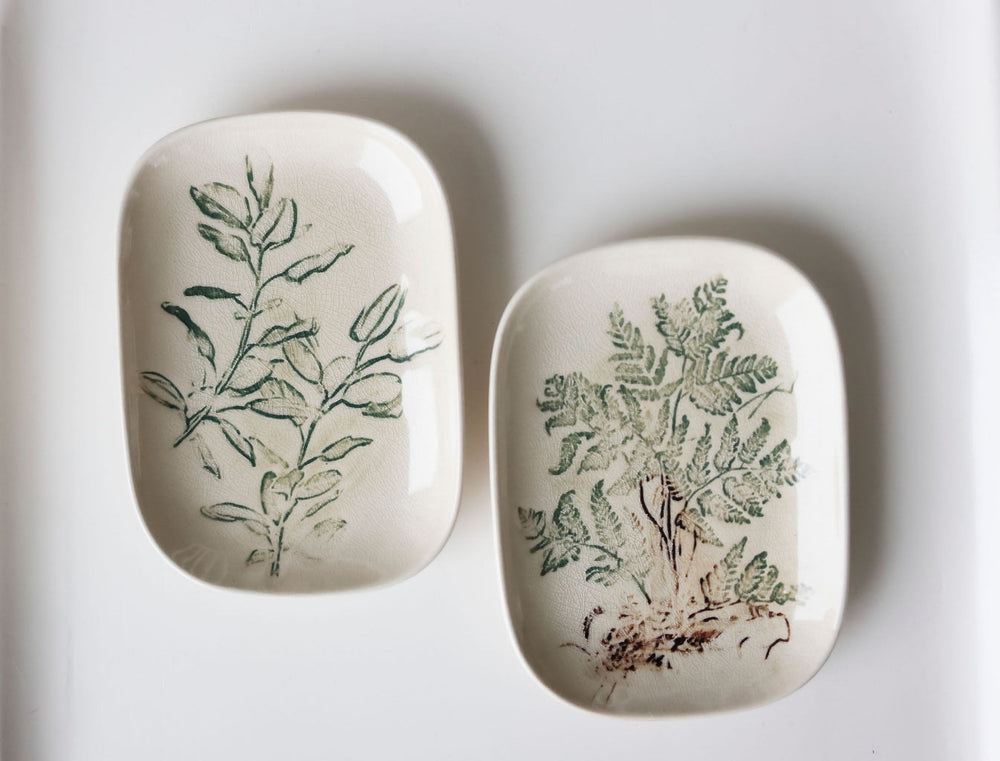 Handcrafted Botanical Stoneware Dish - 2 Styles
