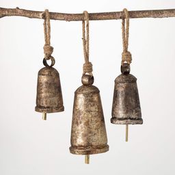 Metal Bell Ornament with Rope Tie - 3 Sizes