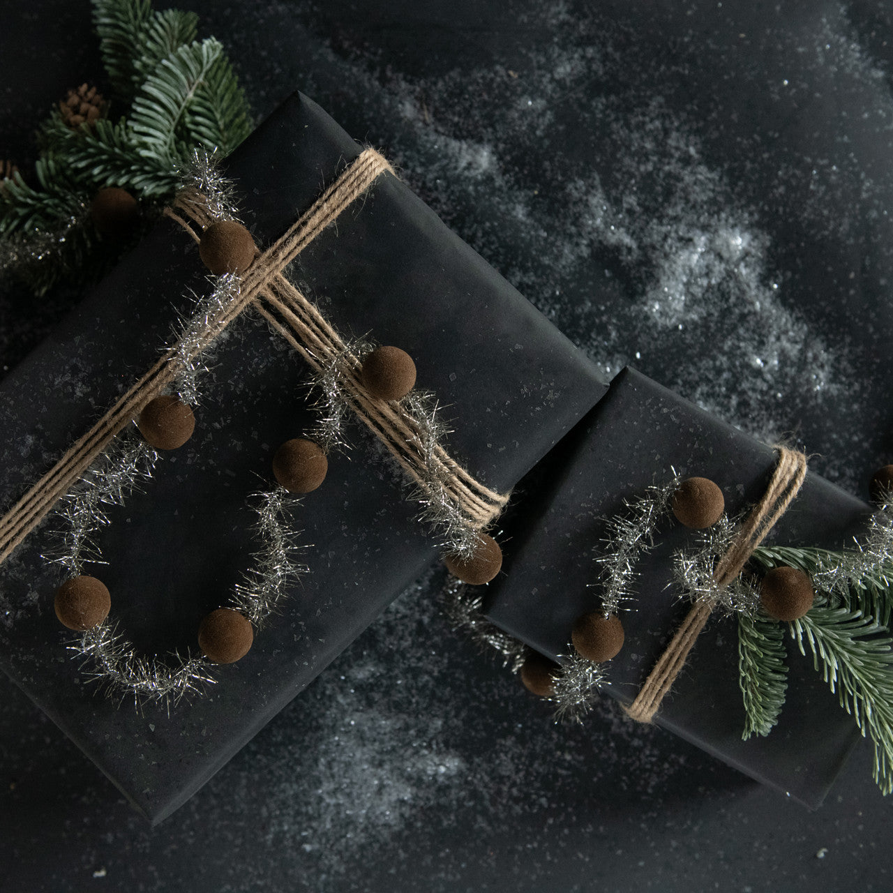 Flocked Ball Garland - 2 Sizes