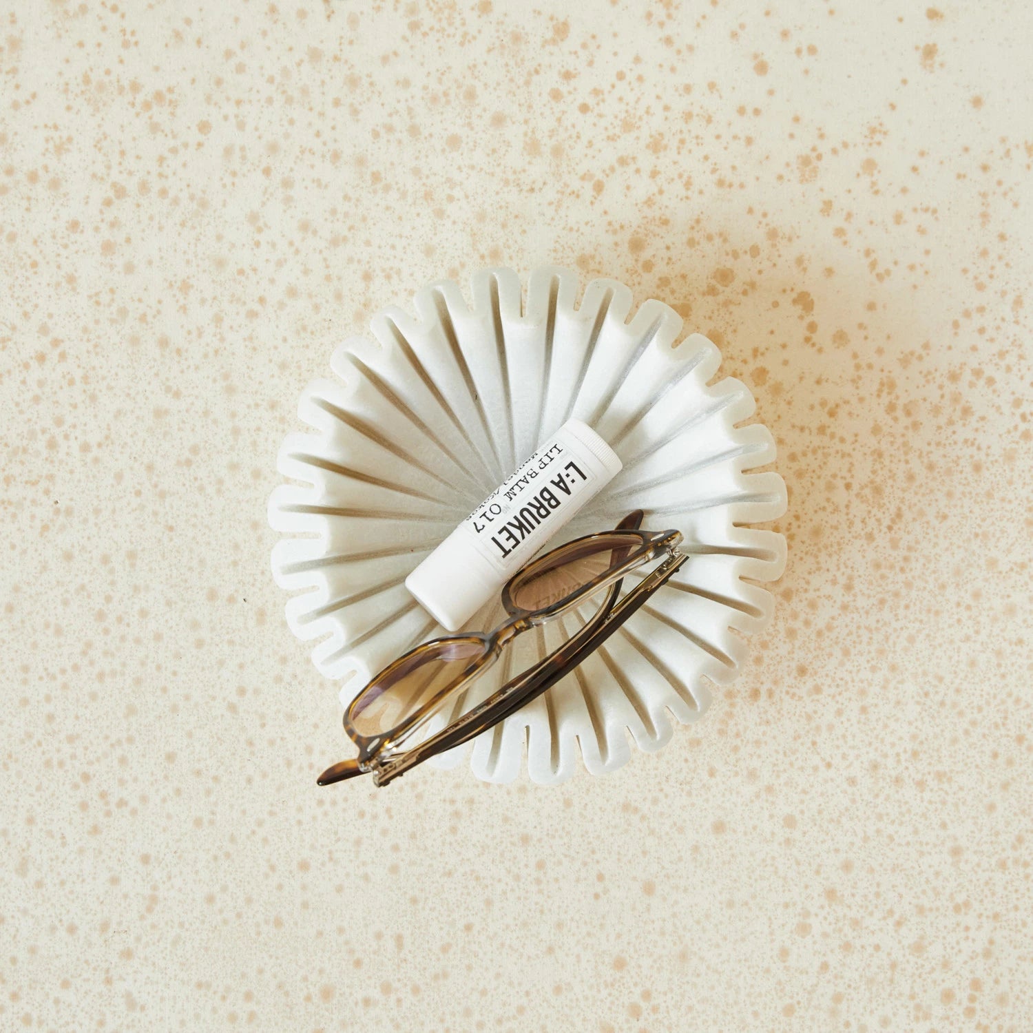 White Marble Fluted Bowl