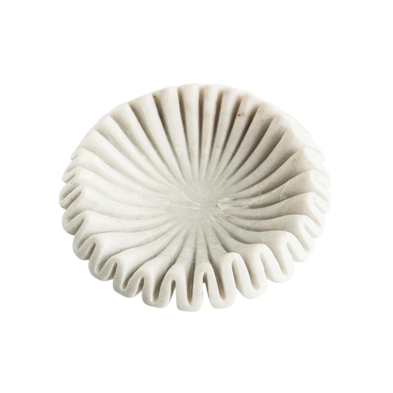 White Marble Fluted Bowl