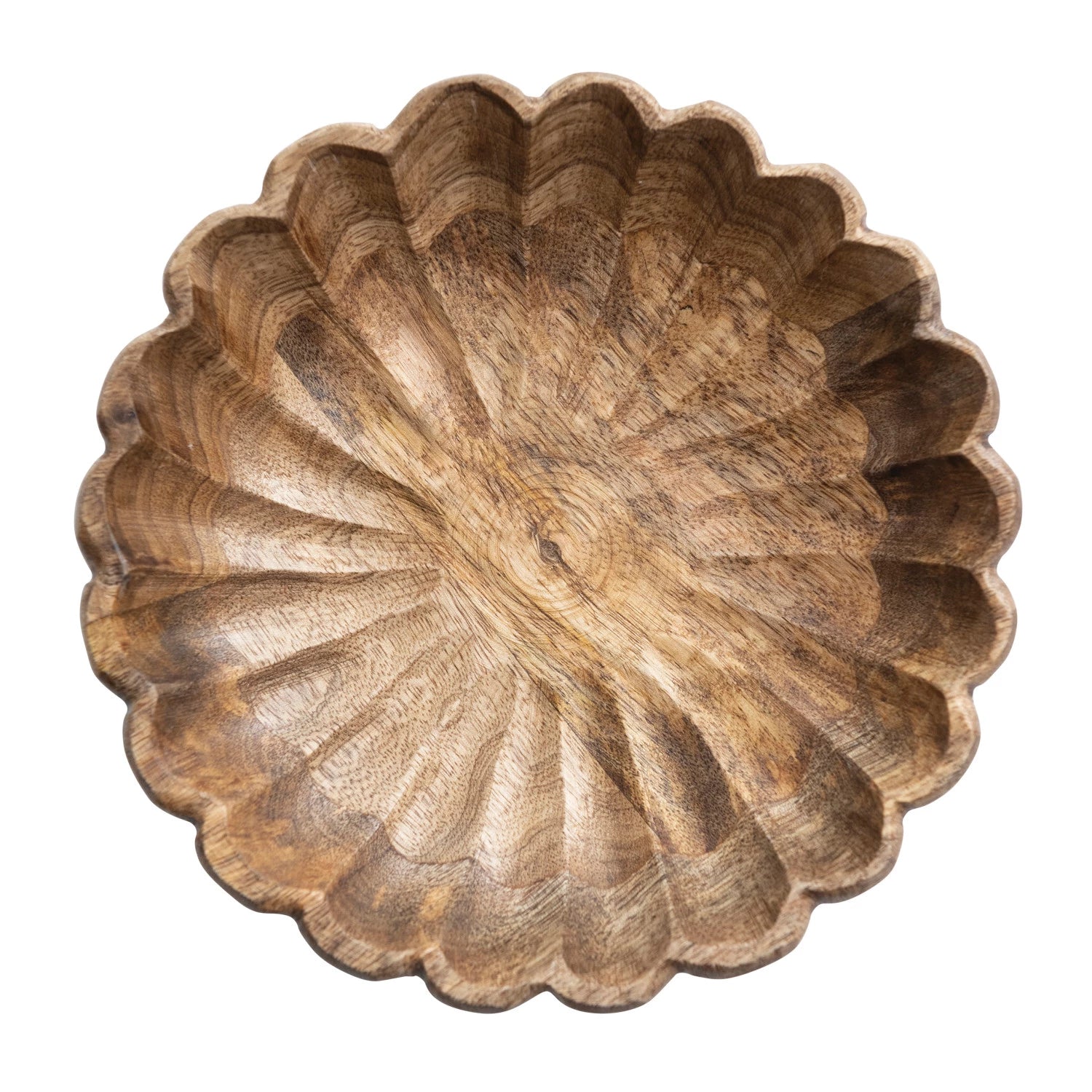 Natural Mango Wood Scalloped Bowl