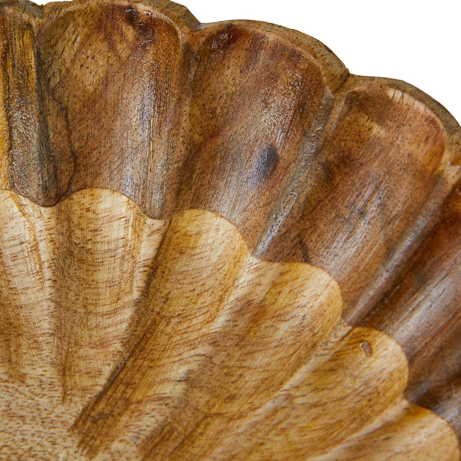 Natural Mango Wood Scalloped Bowl