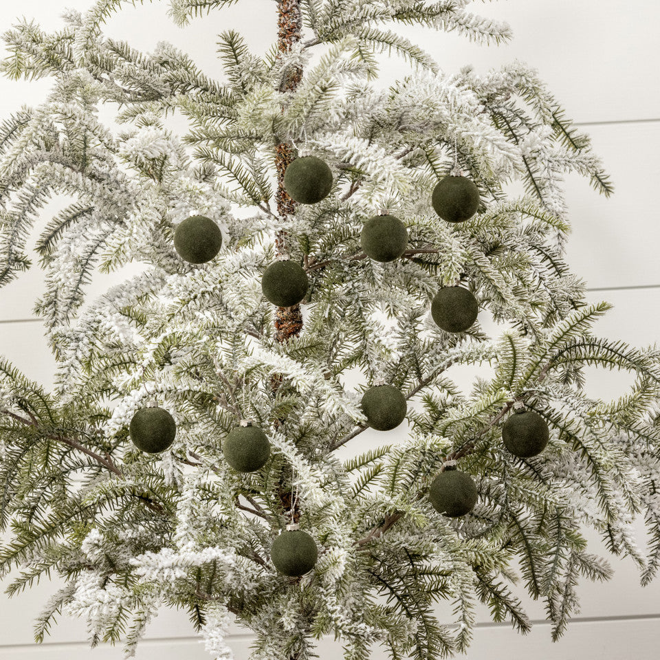 Forest Flocked Ball Ornament Sets- 2 Sizes