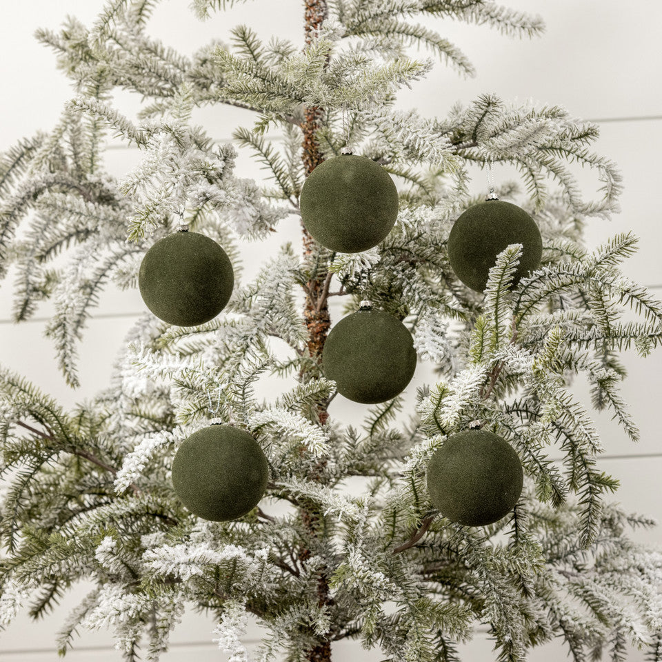 Forest Flocked Ball Ornament Sets- 2 Sizes