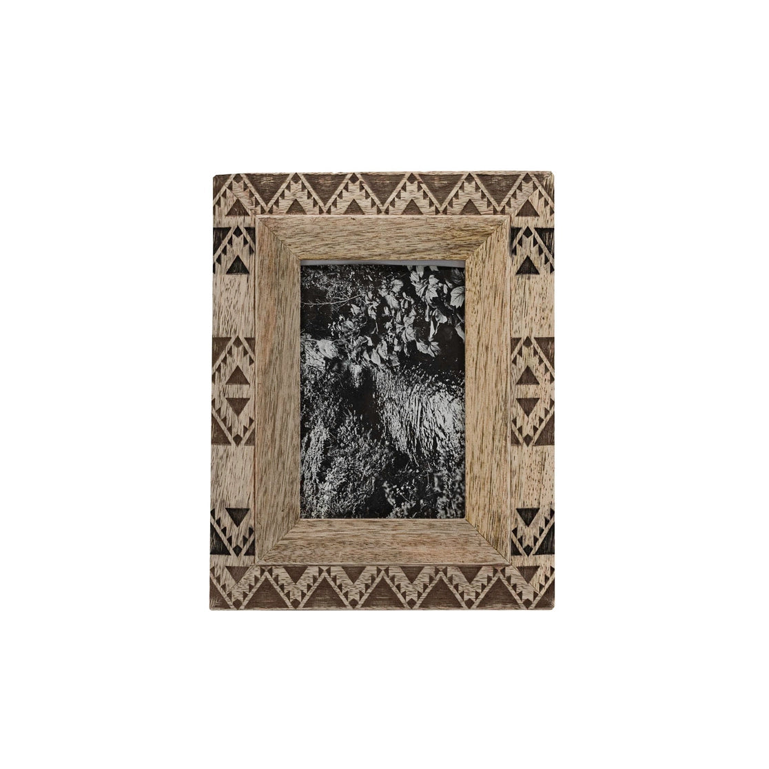 Hand Carved Southwestern Geometric Photo Frame