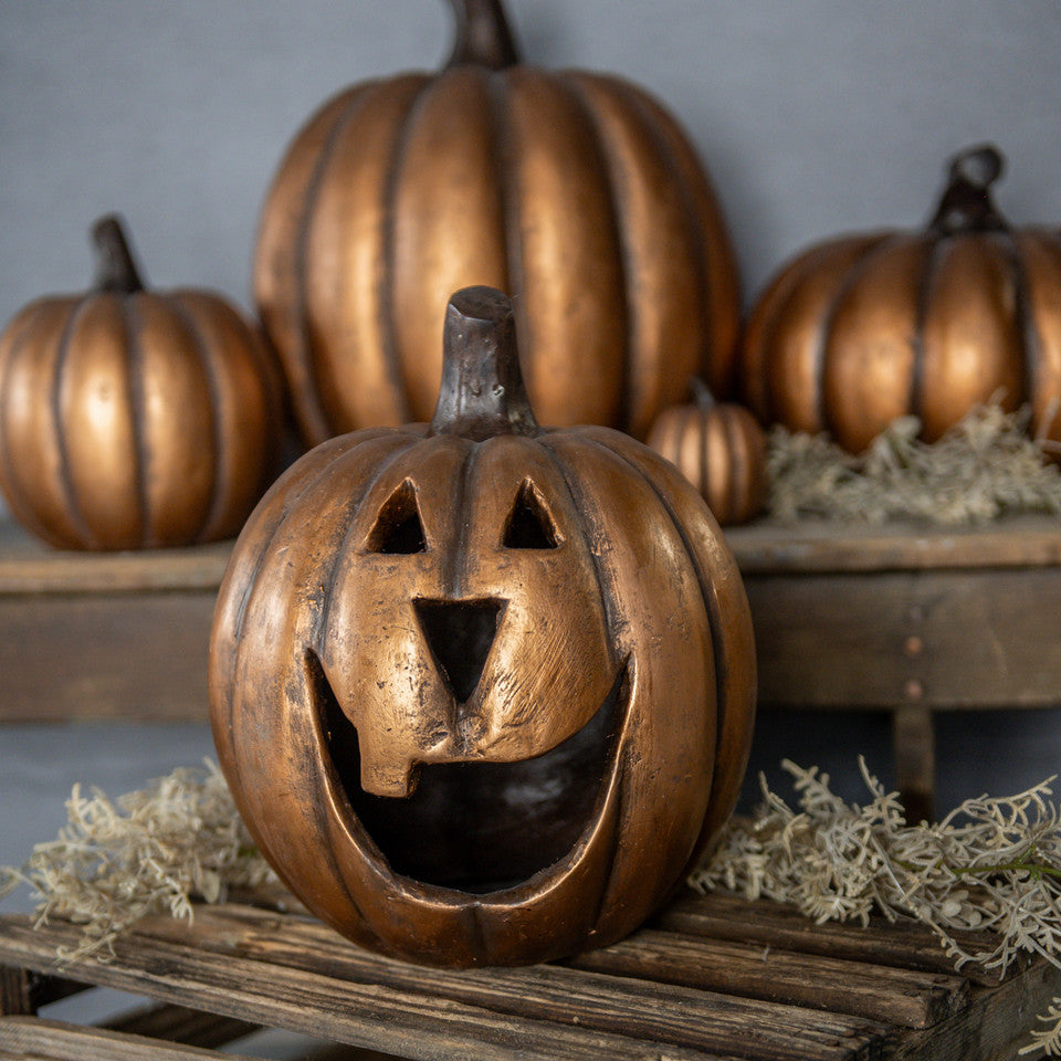 Rustic Gold Jack-O-Lantern - 2 Sizes