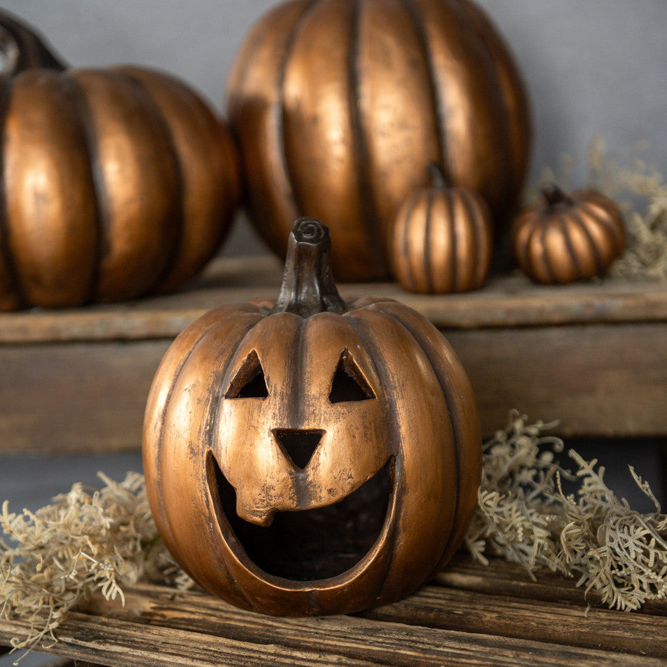 Rustic Gold Jack-O-Lantern - 2 Sizes