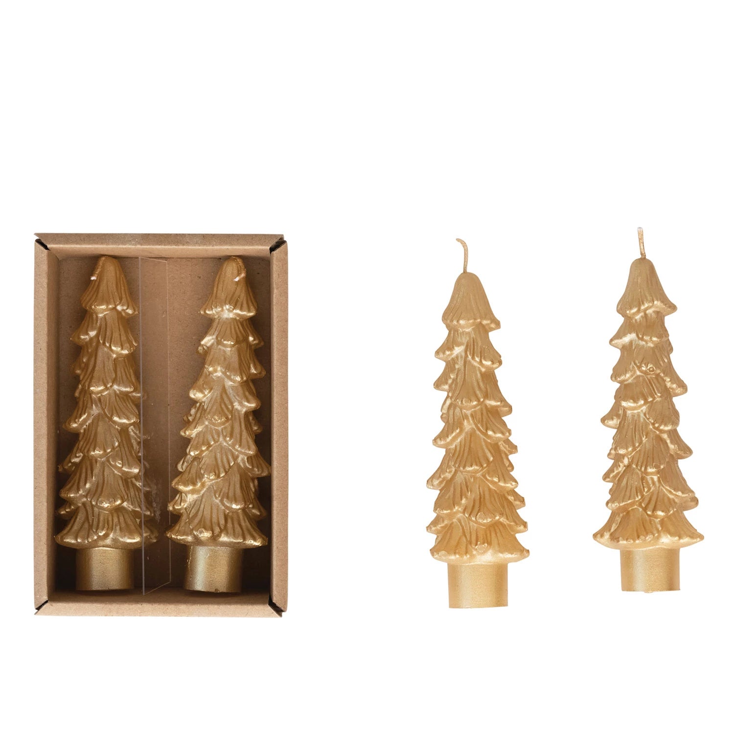 Gold Finished Tree Shaped Candlesticks - 2 Sizes