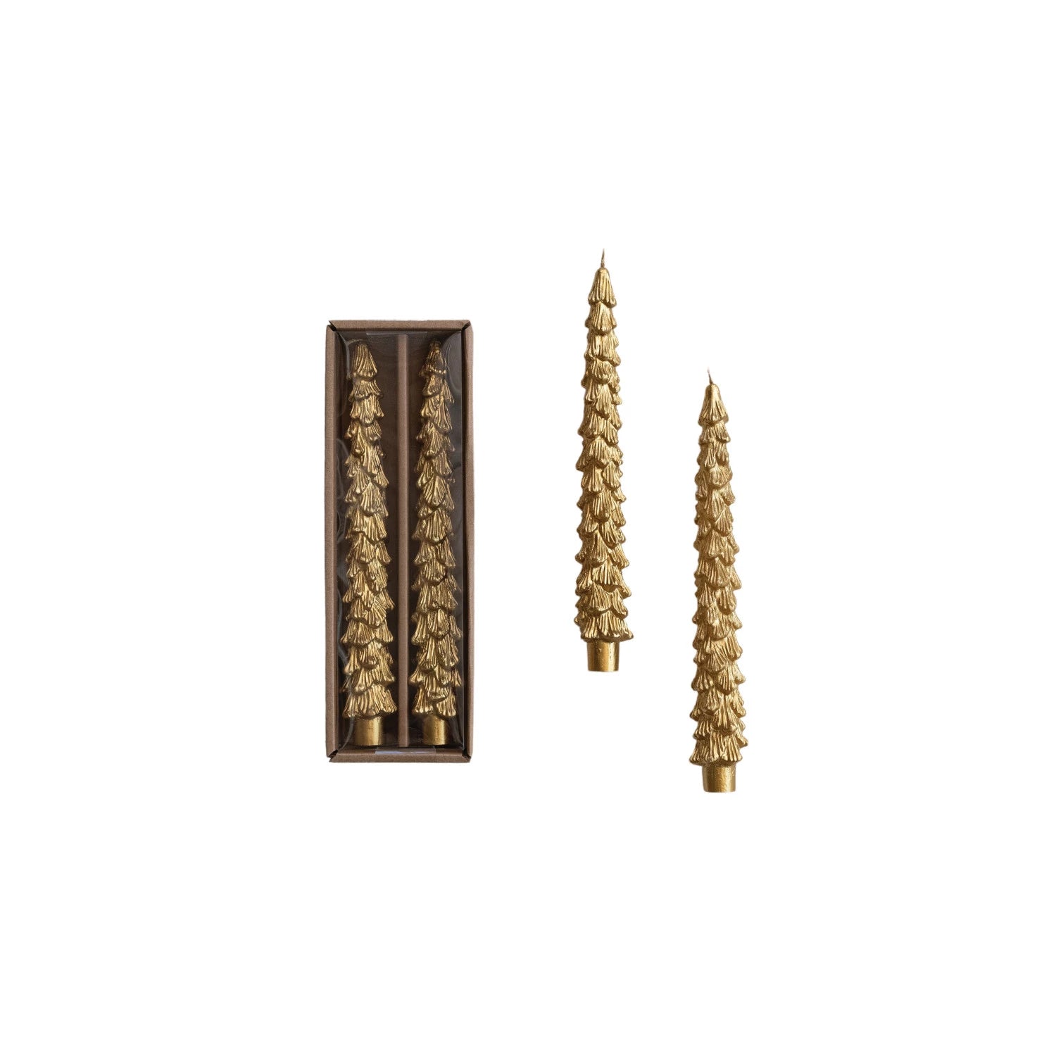 Gold Finished Tree Shaped Candlesticks - 2 Sizes