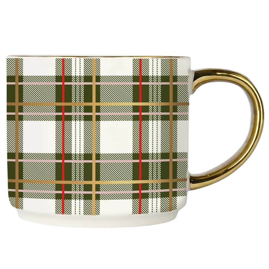 Holiday Plaid Mug w/Gold Handle - 2 Colors