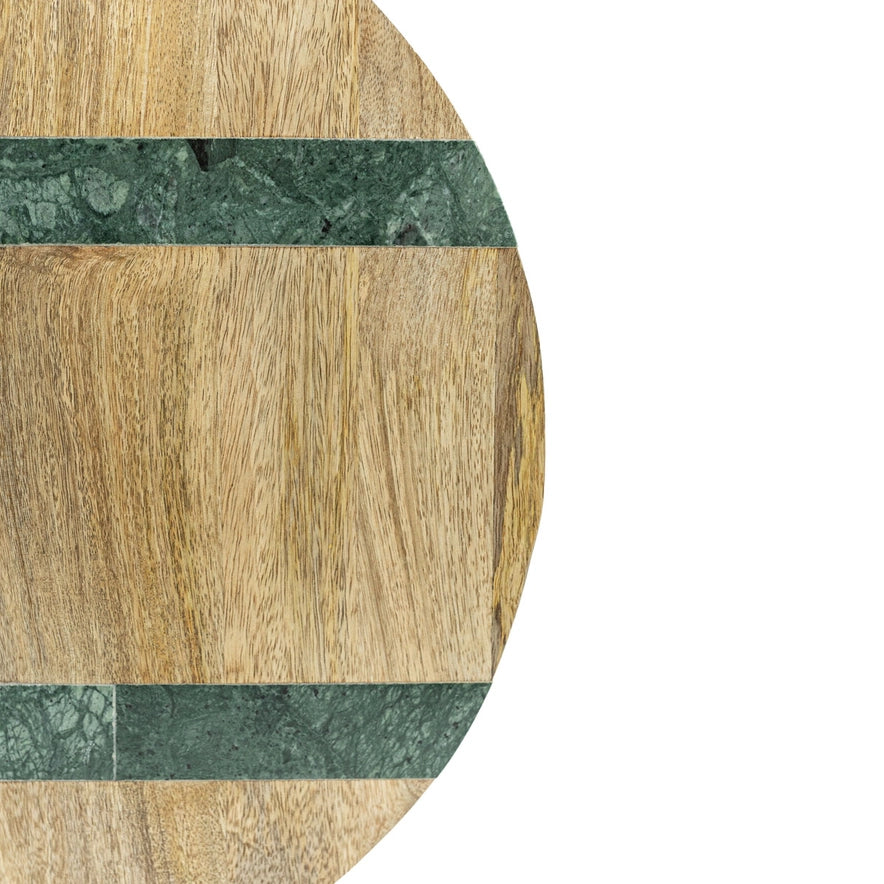 Round Marble & Wood Serving Board