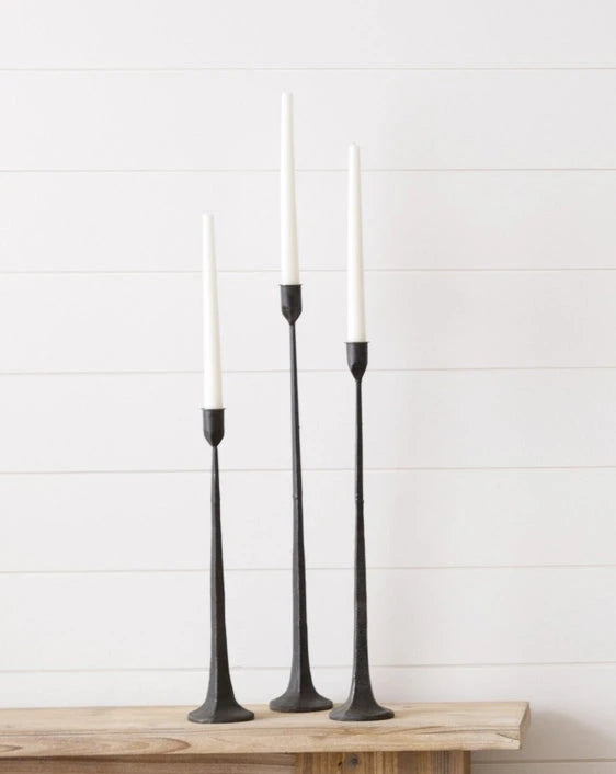 Hand-Forged Iron Candlestick Holder - 3 Sizes