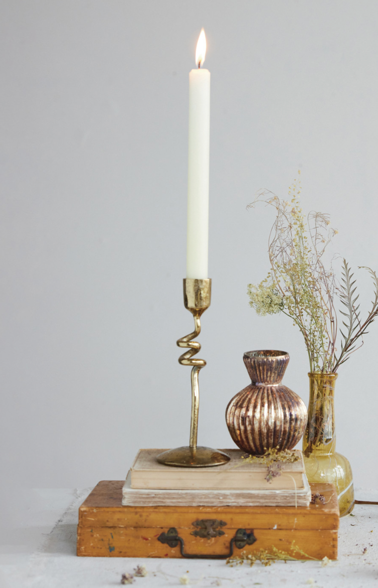 Hand-Forged Spiral Stem Taper Candle Holder