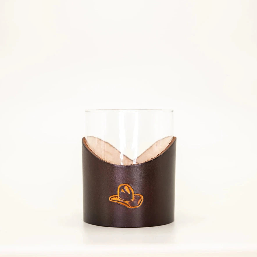 12oz Handmade Leather Wrap + Glass - 2 Styles
