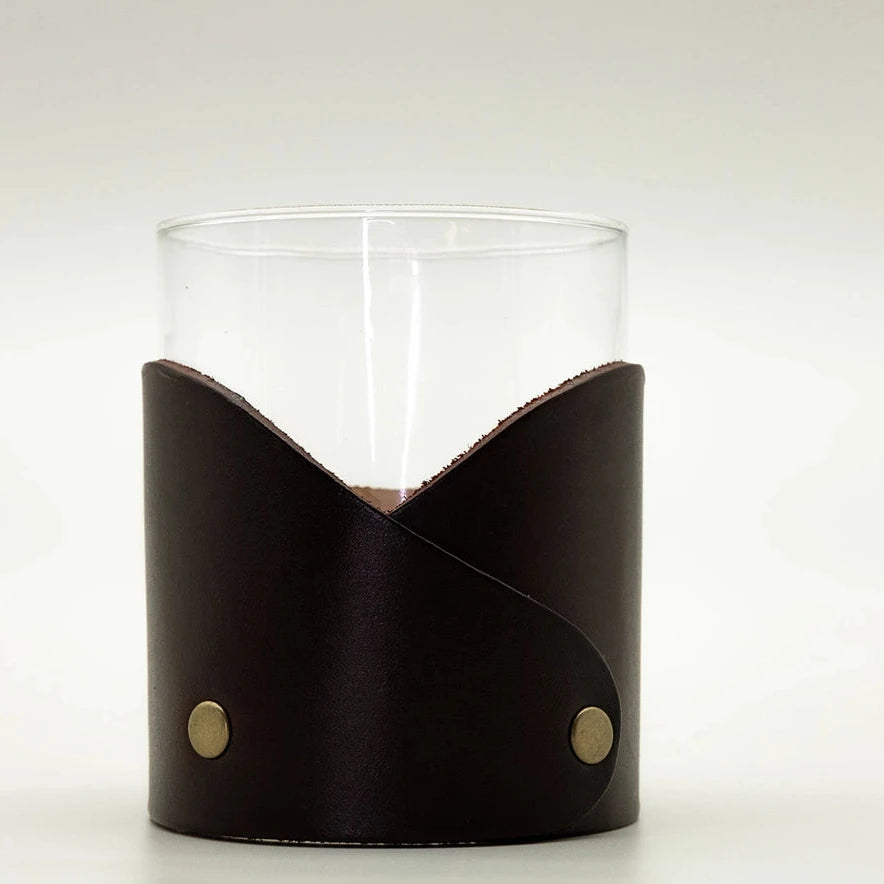 12oz Handmade Leather Wrap + Glass - 2 Styles
