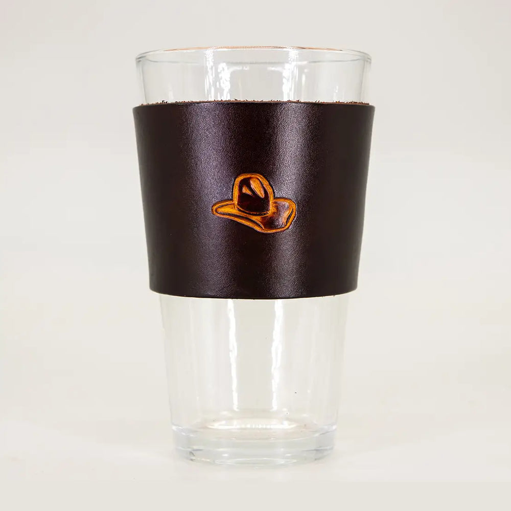 16oz Handmade Leather Wrap + Glass - 2 Styles