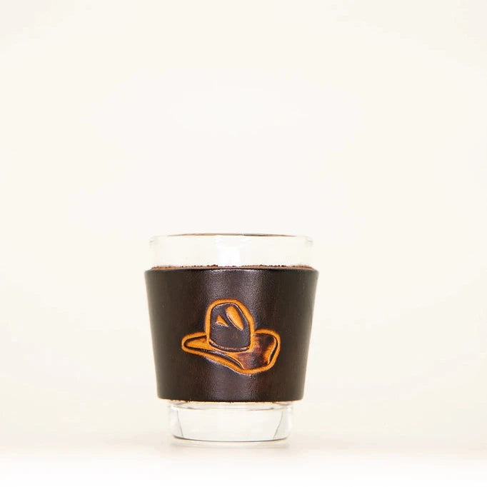 2oz Handmade Leather Wrap + Glass - 2 Styles