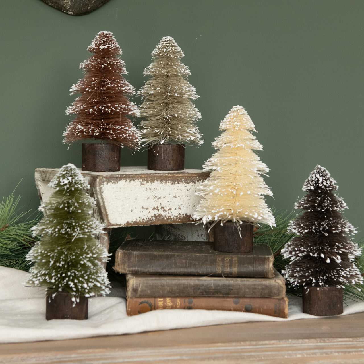 Snow Dusted Bottlebrush Trees - 2 Sizes
