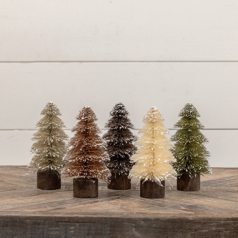 Snow Dusted Bottlebrush Trees - 2 Sizes