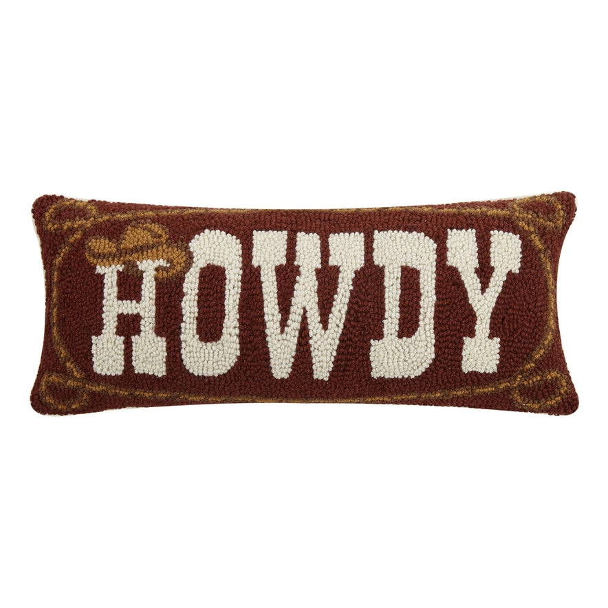 Hand-Hooked Howdy Wool Pillow