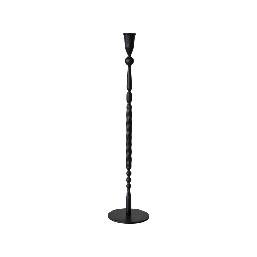Slender Cast Iron Taper Holder w/ Ridges - 2 Sizes