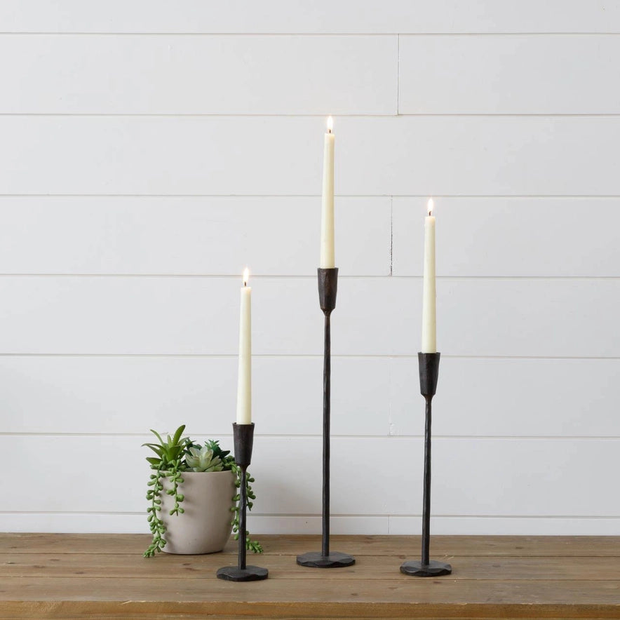 Rustic Iron Candlestick Holder - 3 Sizes