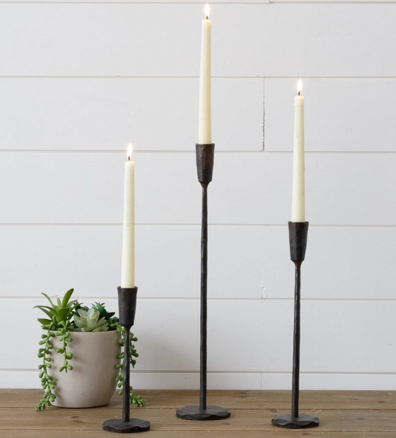 Rustic Iron Candlestick Holder - 3 Sizes