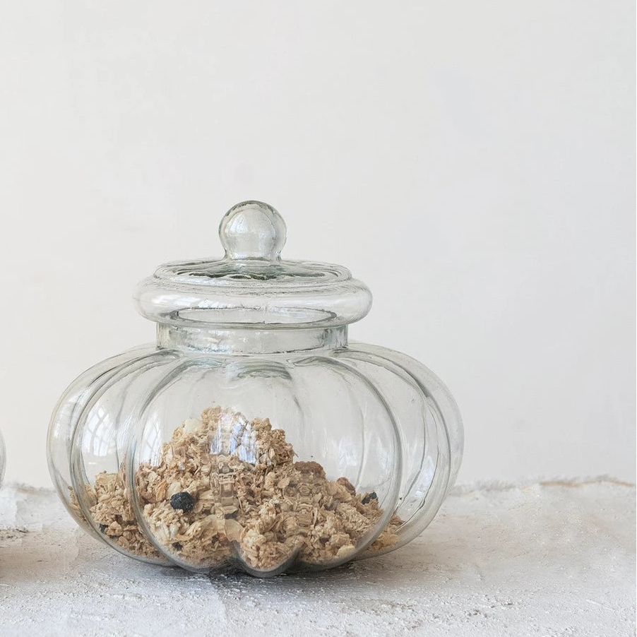 Ribbed Glass Jar with Lid