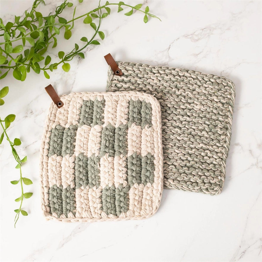 Knitted Pot Holder - 2 Styles