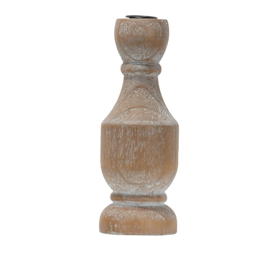 Aged Wood Candlestick Holder - 2 Sizes