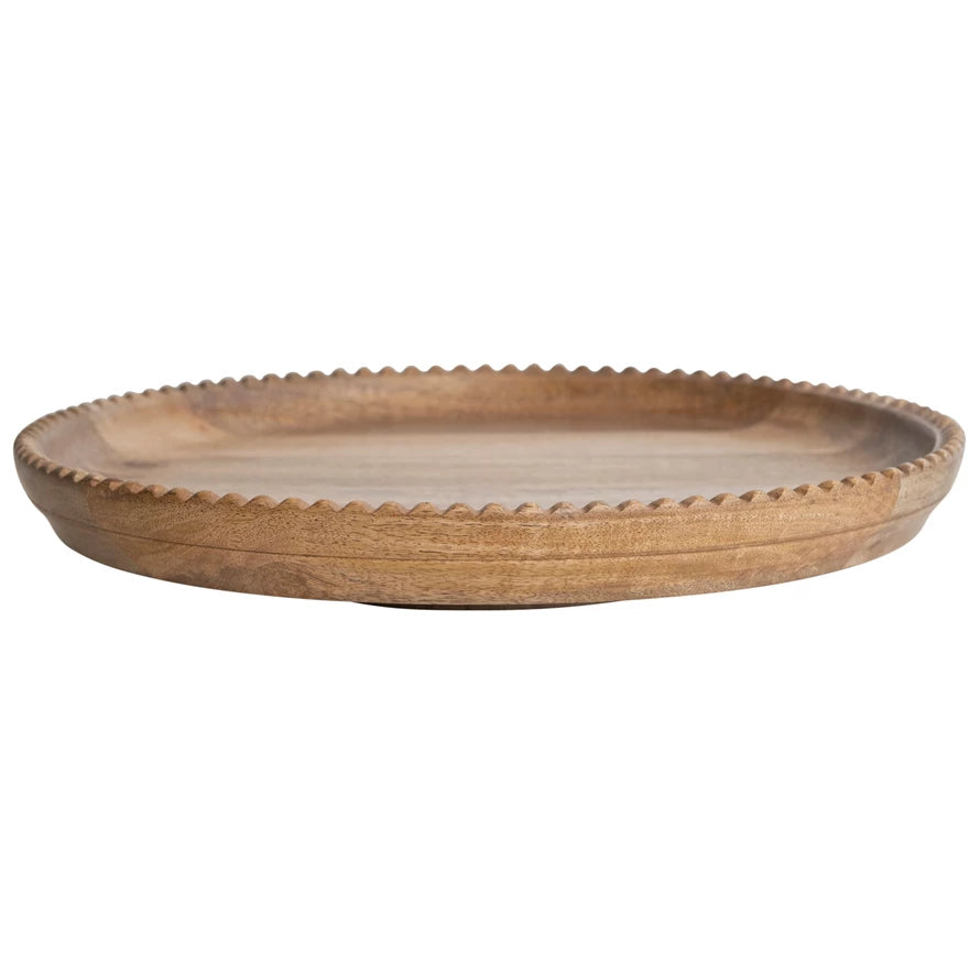 Scalloped Edge Wooden Lazy Susan
