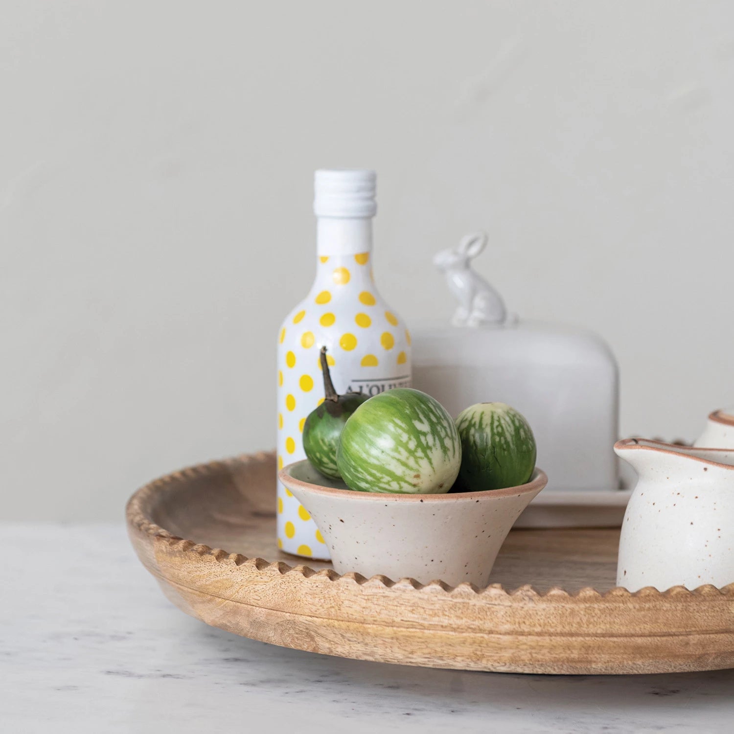 Scalloped Edge Wooden Lazy Susan