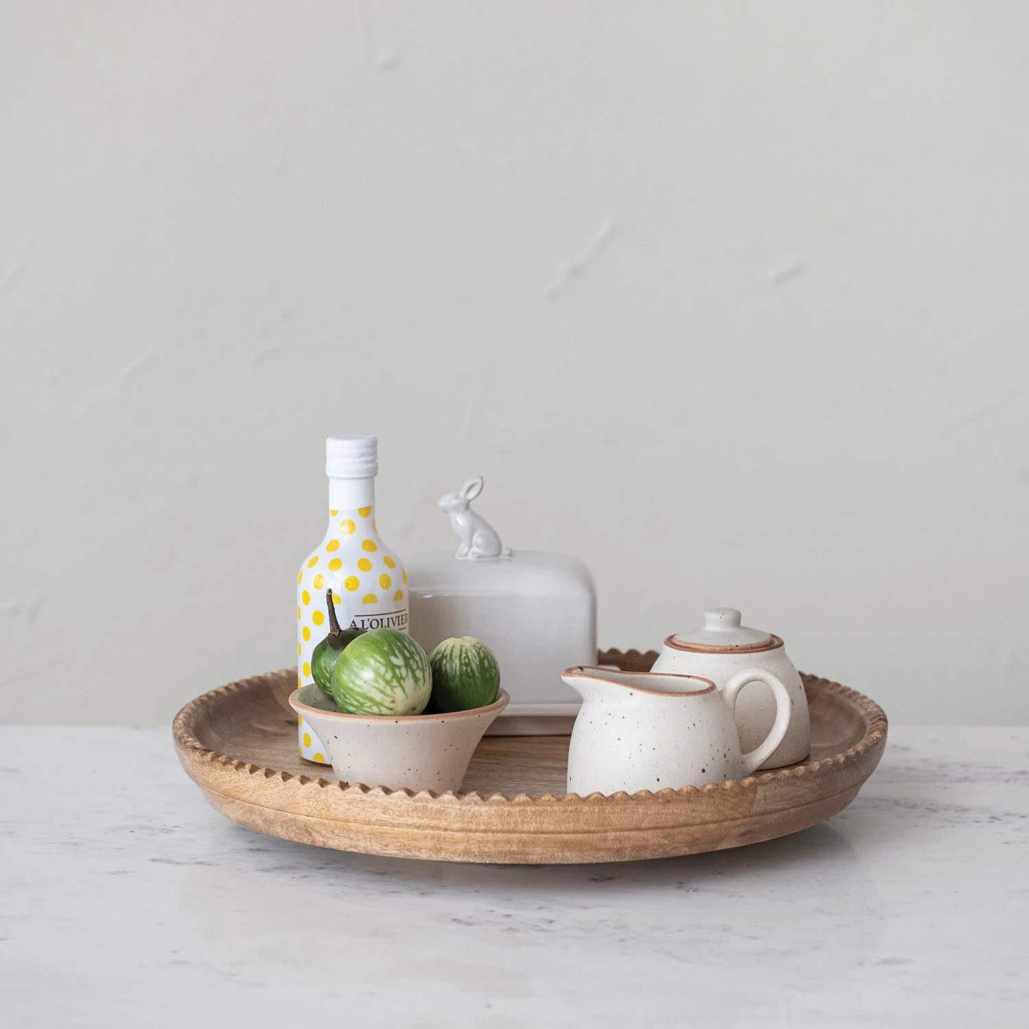 Scalloped Edge Wooden Lazy Susan