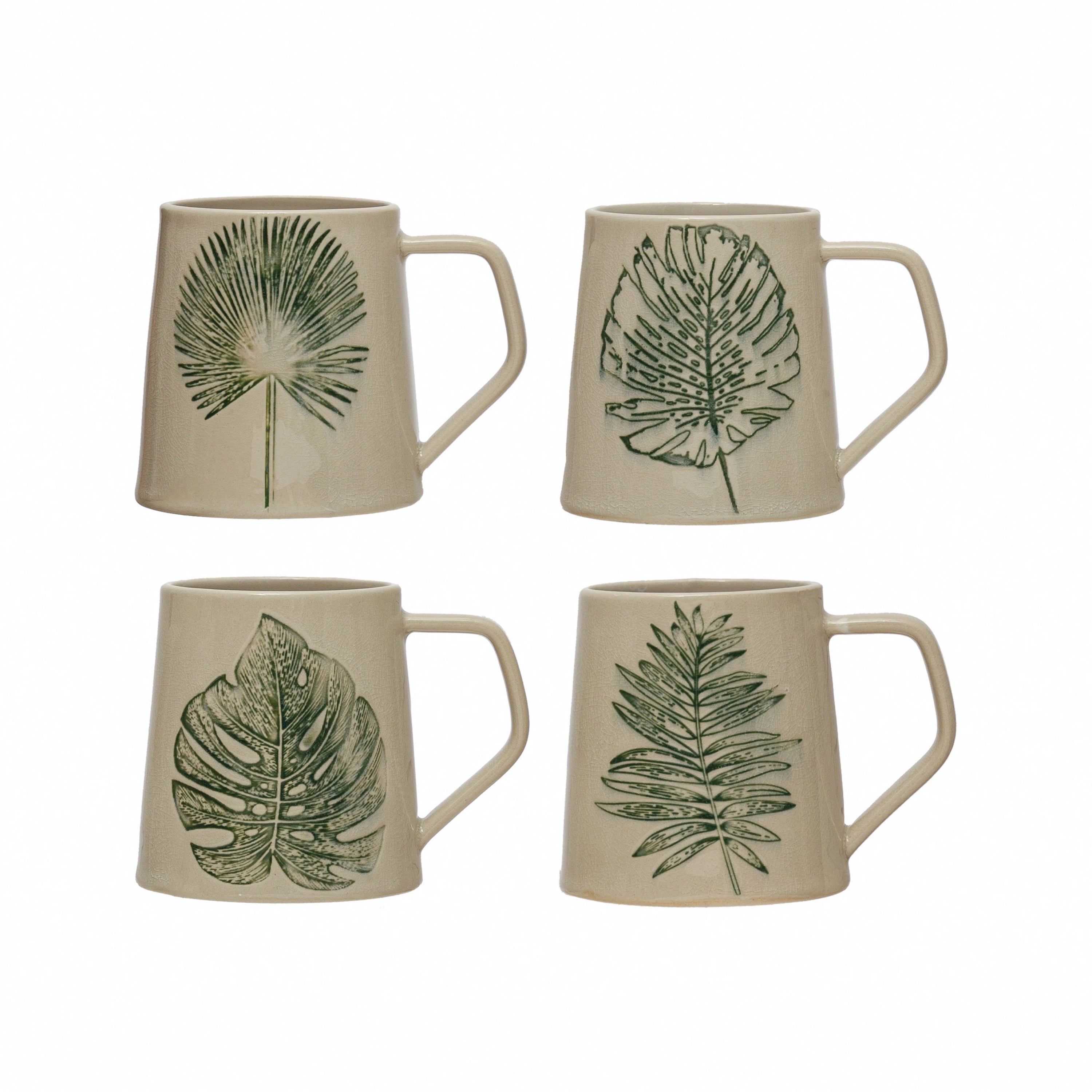 Handcrafted Leaf Stoneware Mug - 2 Styles