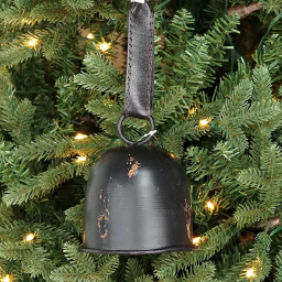Antique Black Metal Bell with Leather Loop