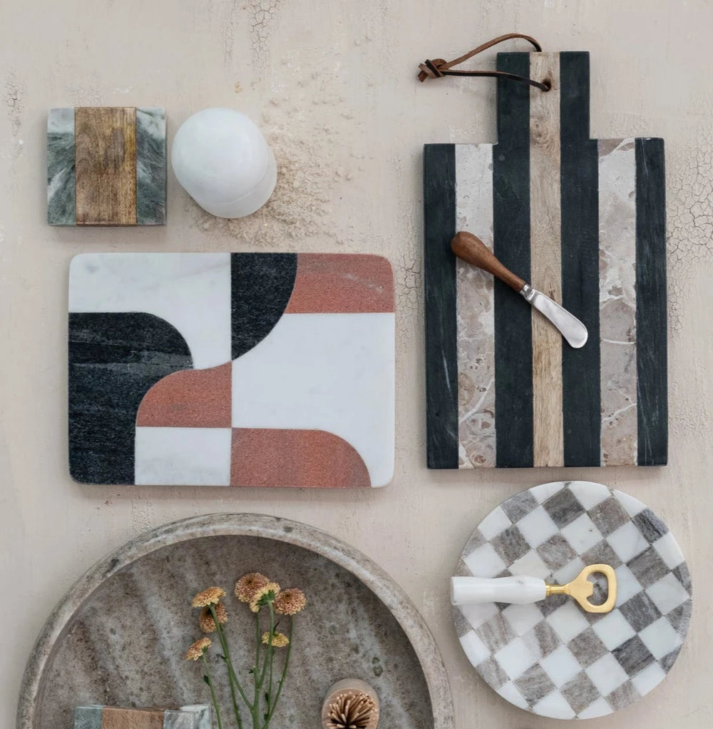 Marble & Wood Serving Board + Knife