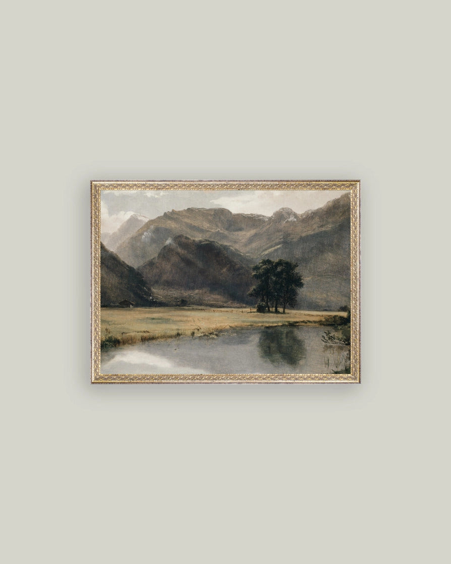 Mountain Landscape by the River Framed Artwork - 4 Sizes