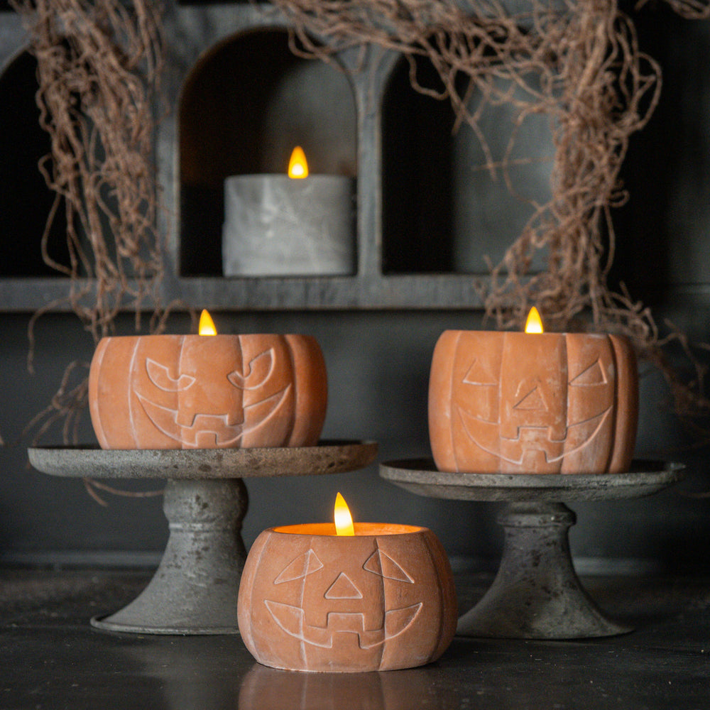 Orange Jack-O-Lantern 3D Flame Candle - 3 Sizes