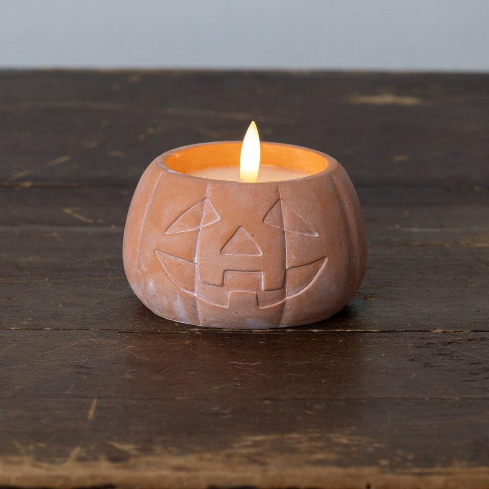 Orange Jack-O-Lantern 3D Flame Candle - 3 Sizes