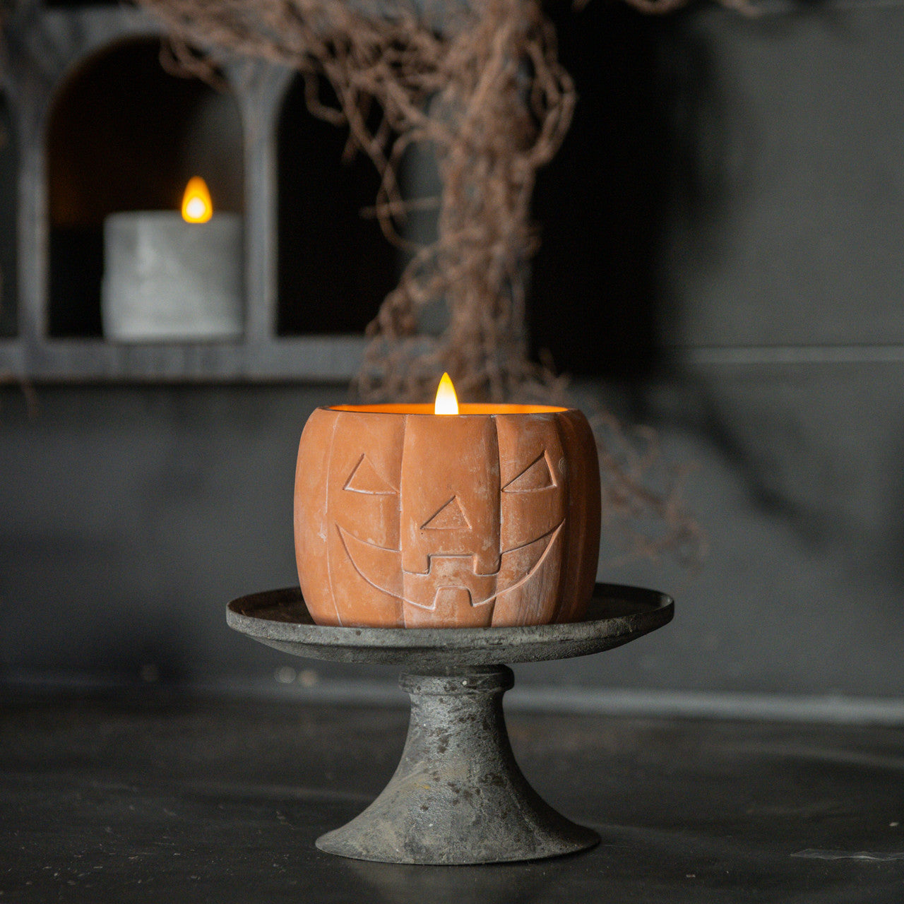 Orange Jack-O-Lantern 3D Flame Candle - 3 Sizes