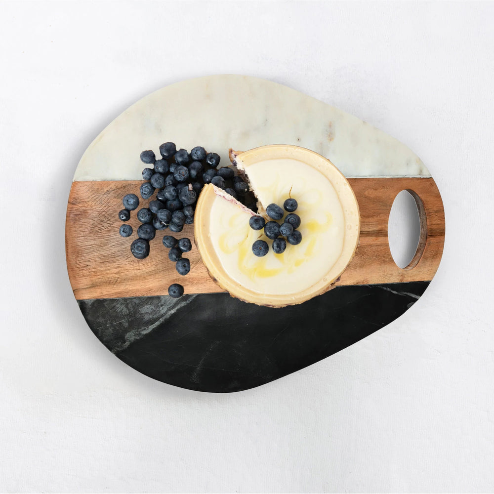Oval Marble & Wood Serving Board