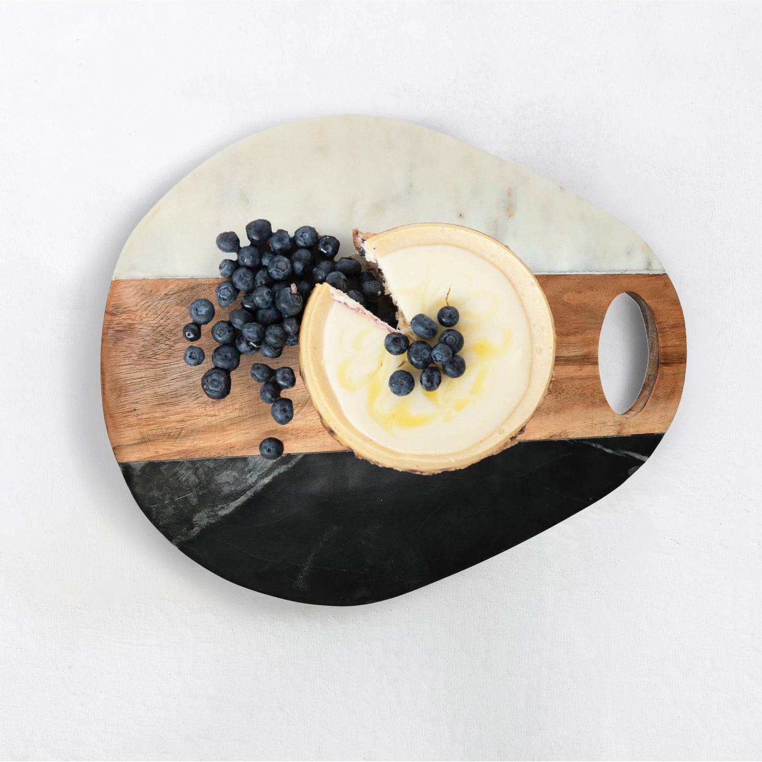 Oval Marble & Wood Serving Board
