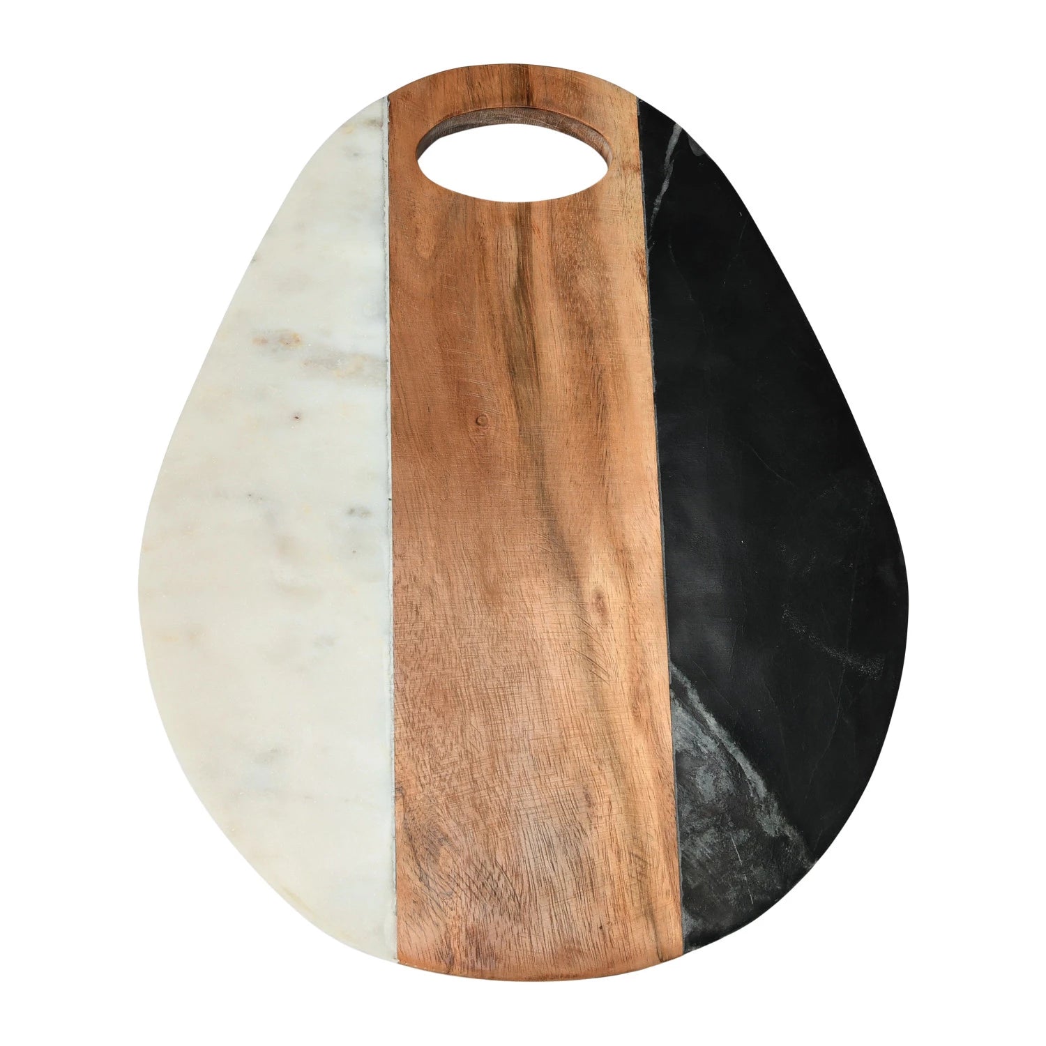 Oval Marble & Wood Serving Board
