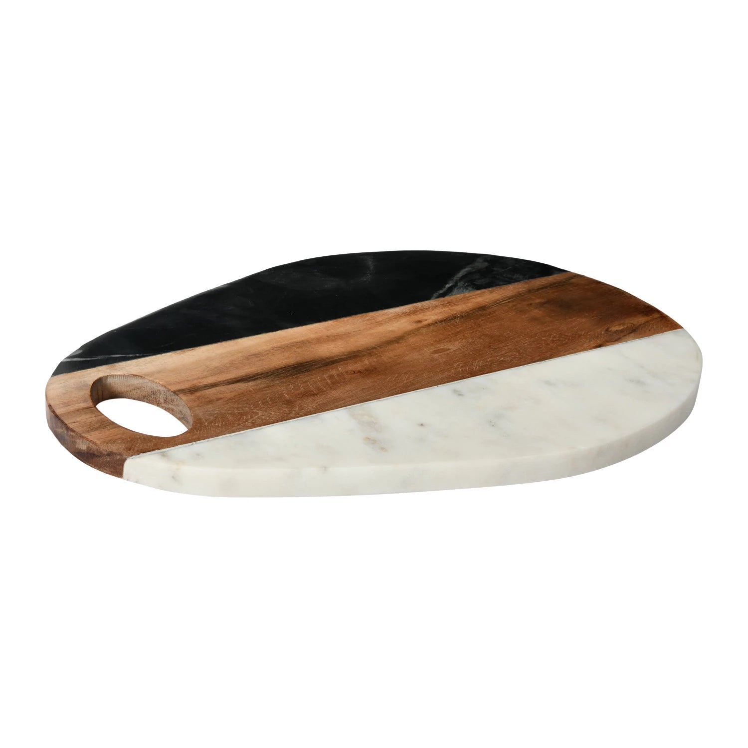 Oval Marble & Wood Serving Board