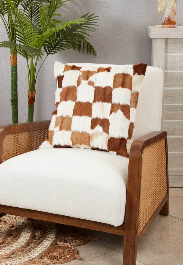 Genuine Goat Fur Patchwork Pillow