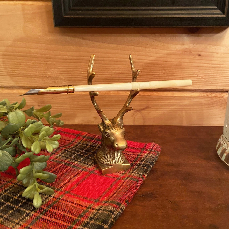 Brass Stag Pen Holder