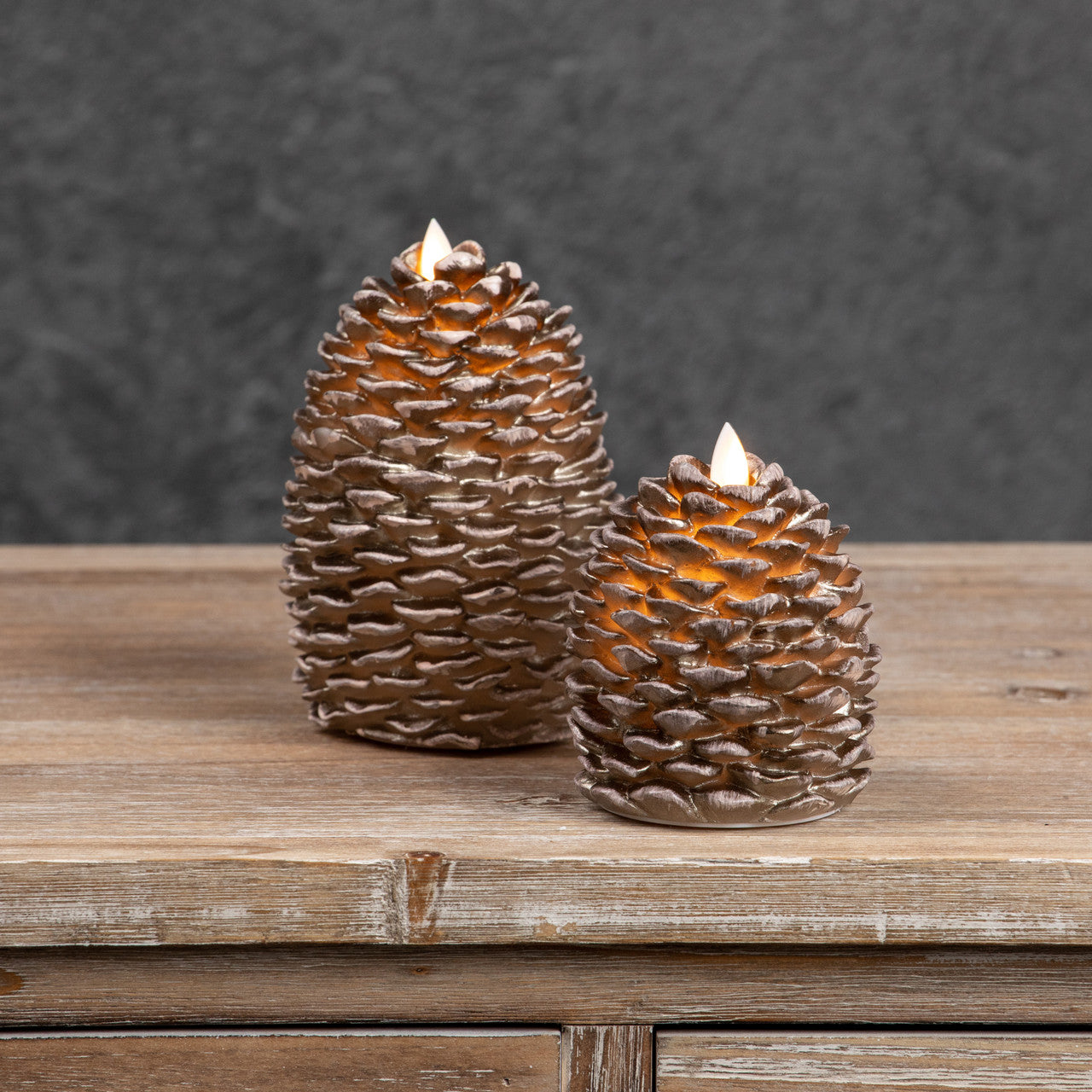 Brown Moving Flame Pinecone Candle - 2 Sizes