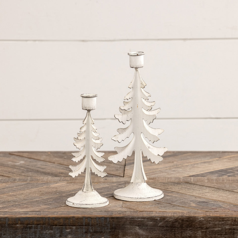 Rustic Metal Tree Candlestick Holder - 2 Sizes