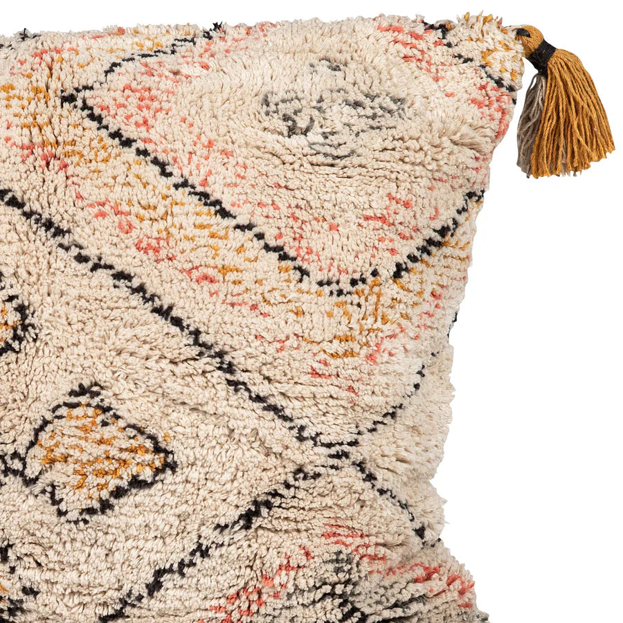 Handwoven Geometric Cotton Shag Pillow